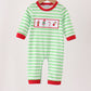 Green grinch embroidery stripe romper
