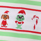 Green grinch embroidery stripe romper