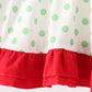 Green dot grinch embroidery ruffle pants set