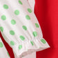 Green dot grinch embroidery ruffle pants set