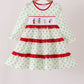 Green dot grinch embroidery ruffle tiered dress