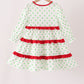 Green dot grinch embroidery ruffle tiered dress