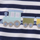 Blue train embroidery stripe top
