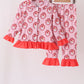 Pink santa claus bamboo ruffle pajama set