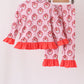 Pink santa claus bamboo ruffle pajama set