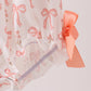 Pink bow embroidery ruffle bubble