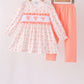 Pink bow embroidery ruffle pants set