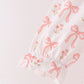 Pink bow embroidery ruffle pants set
