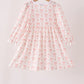 Pink bow embroidery ruffle dress