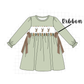 Sage deer embroidery dress