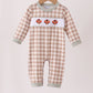 Brown turkey embroidery gingham romper