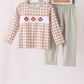 Brown turkey embroidery gingham pants set