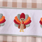Brown turkey embroidery gingham pants set