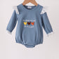 Teal turkey french knot ruffle bubble