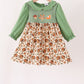 Green pumpkin turkey smocked dress