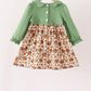 Green pumpkin turkey smocked dress