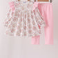 Pink horse ruffle pants set