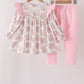 Pink horse ruffle pants set