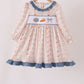 Pumpkin Pie Bow Embroidery Ruffle Dress
