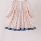 Pumpkin Pie Bow Embroidery Ruffle Dress