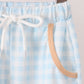 Pumpkin Pie Bow Embroidery Gingham Pants Set