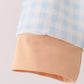 Pumpkin Pie Bow Embroidery Gingham Pants Set
