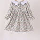 Blue turkey embroidery dress