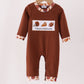 Brown touchdown football embroidery romper