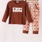 Brown touchdown football embroidery pants set