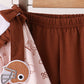 Brown touchdown football embroidery ruffle pants set