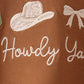 Brown Howdy Y'ALL western embroidery ruffle bubble