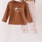 Brown Howdy Y'ALL western embroidery ruffle pants set