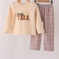 Brown Howdy Y'ALL boots embroidery plaid pants set