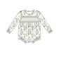 Sage floral smocked ruffle bubble