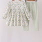 Sage floral smocked ruffle pants set