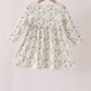 Sage floral smocked ruffle dress