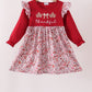Maroon thankful leaves floral embroidey dress