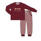 Maroon thankful leaves embroidey gingham pants set