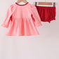 Pink turkey smocked bow bloomer set
