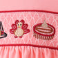 Pink turkey smocked bow bloomer set