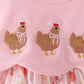 Pink chicken embroidery bubble