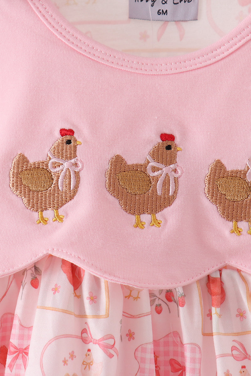 Pink chicken embroidery bubble