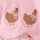 Pink chicken embroidery dress