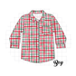 Red plaid pocket button down shirt