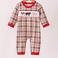 Brown Cow Embroidery Plaid Romper