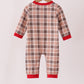 Brown Cow Embroidery Plaid Romper