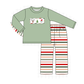 Green Reindeer Tree Embroidery Stripe Pants Set