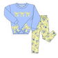 Yellow Floral Bow Applique Pants Set