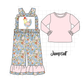 Pink Chicken Applique Jumpsuit Set