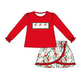 Red Santa Embroidery Ruffle Skorts Set